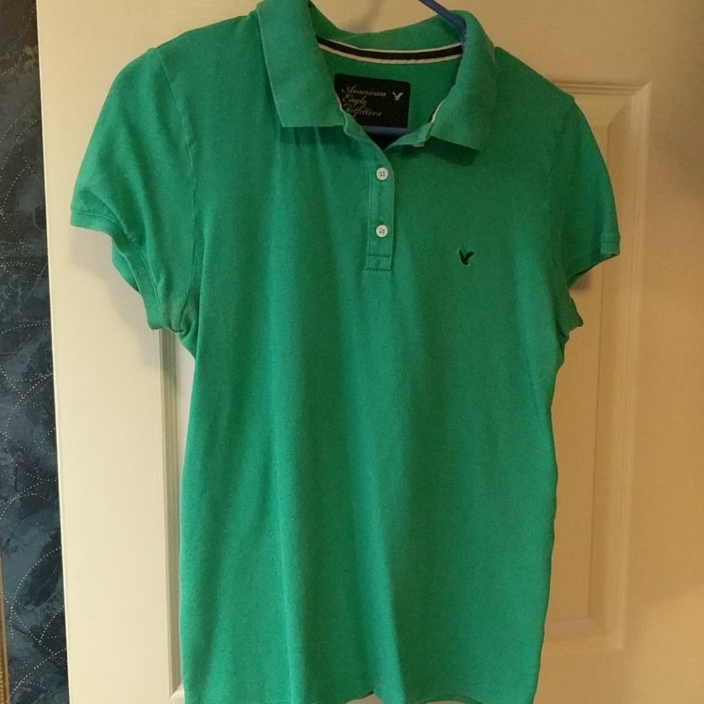 $15 EUC American Eagle green polo shirt